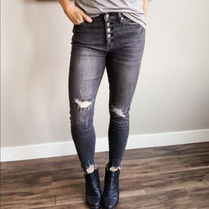 Judy Blue Black Grey Distressed Jeans